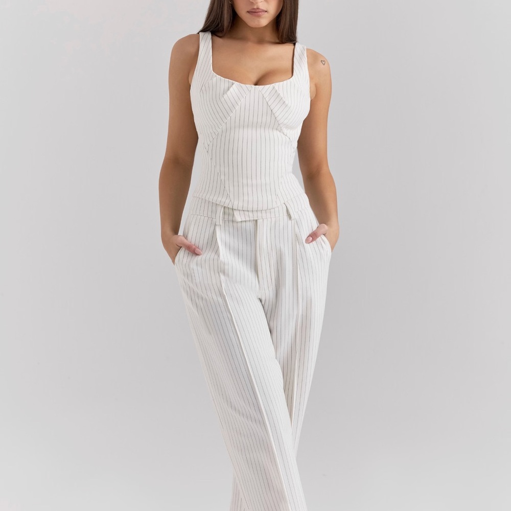 House of CB White Pinstripe Set